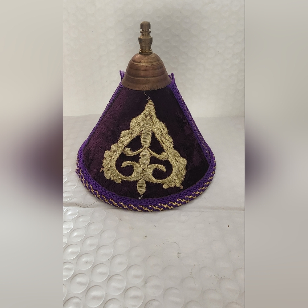 Purple and Gold Decorative Velvet And Brass Tagine Lid